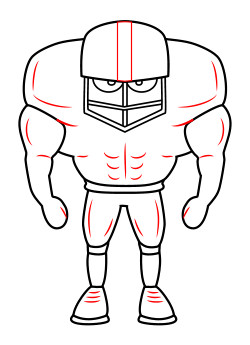 Drawing a cartoon football player