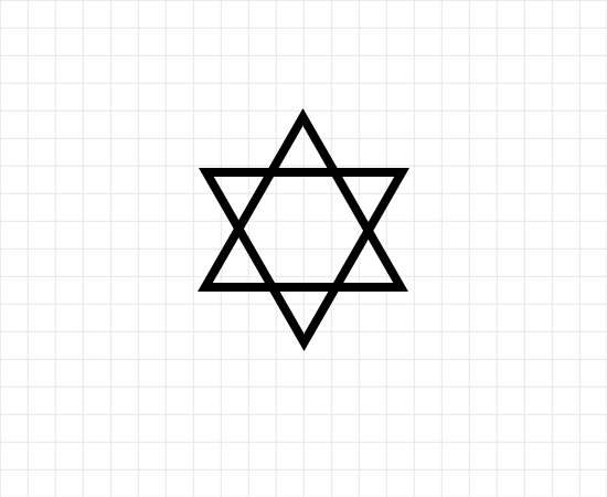 background as your guide. This type of star is basically formed by two equilateral triangles intersecting. You will want to mark your end points so you can basically just connect the dots.