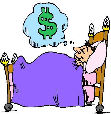 Man sleeping in bed clipart