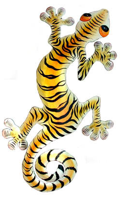 Gecko w/ Tiger Coloring Hand Painted Metal by TropicAccents