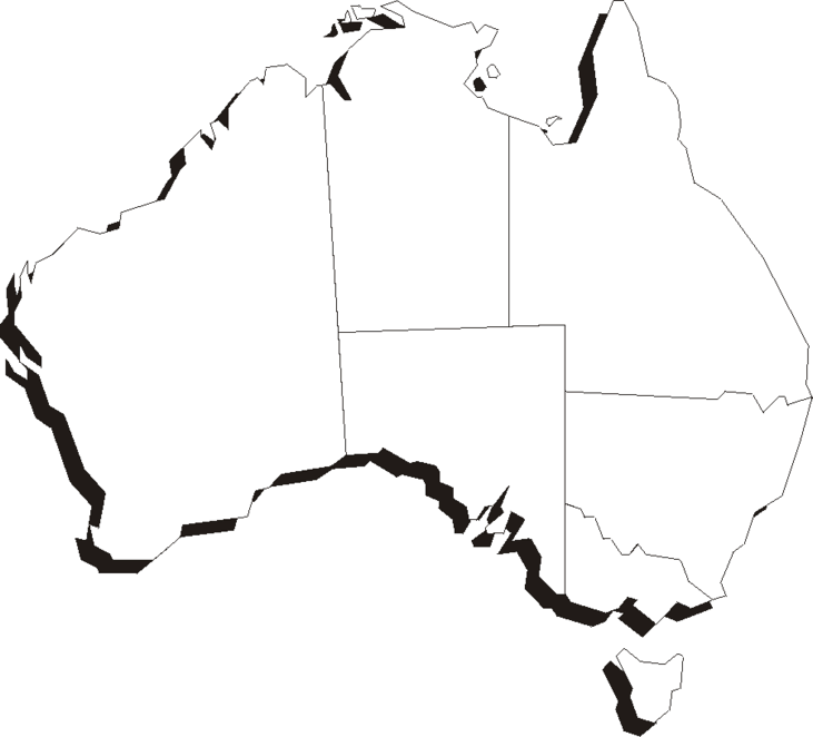 Austraila Printable Map - Honningpupp II