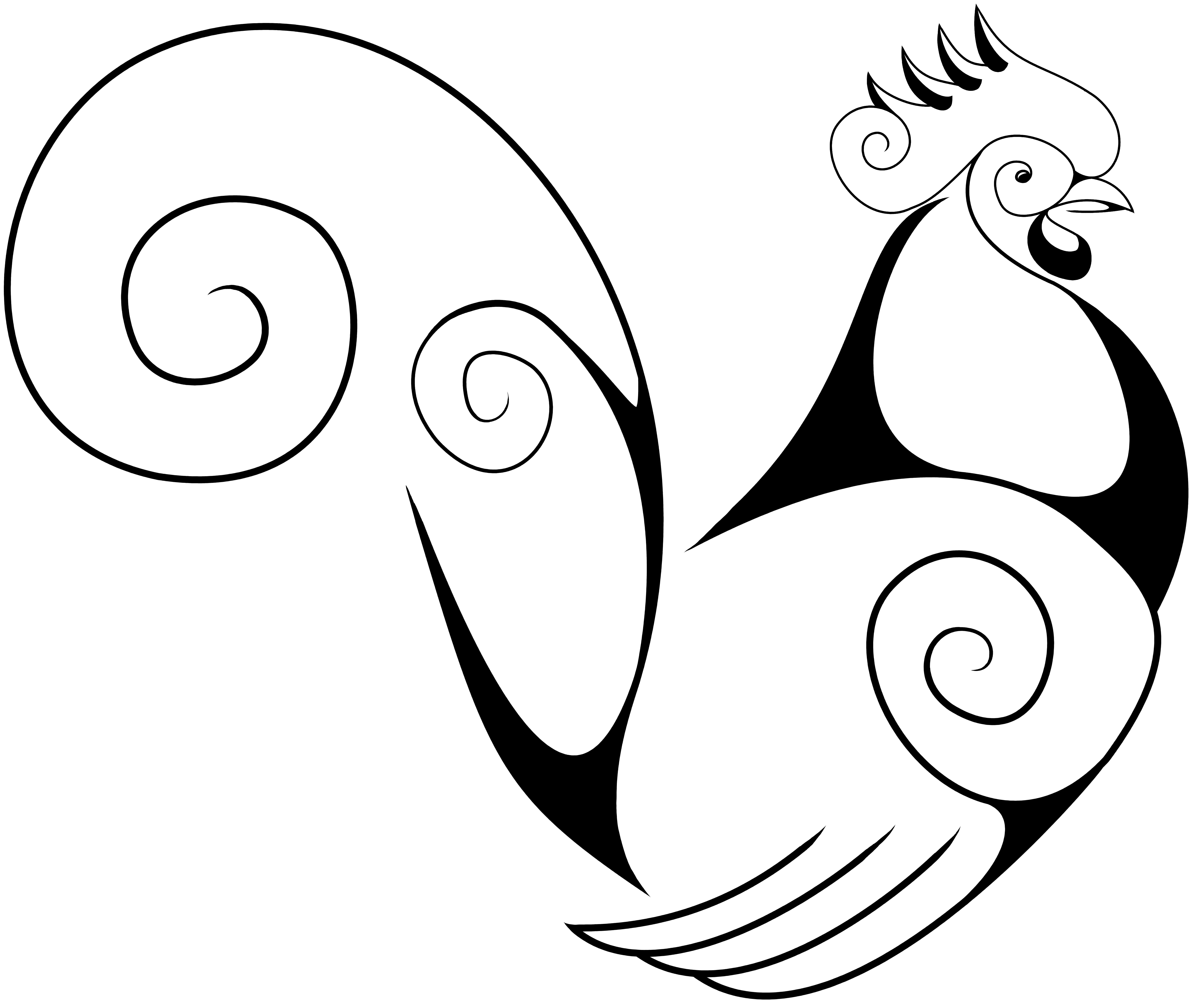 black and white rooster clipart - photo #48