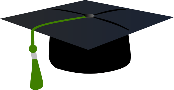 Graduation Hat With Green Tassle Clip Art - vector ...