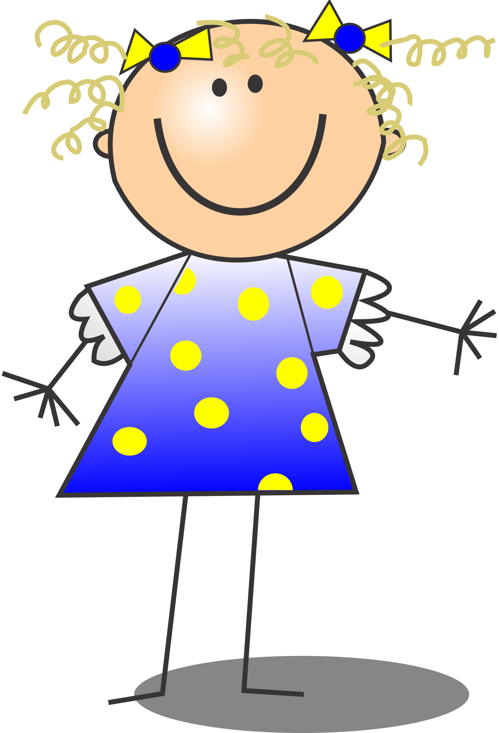 Clipart - Girl Smiling Stick Figure Curly Hair