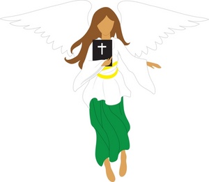 Free Christian Clipart Image - Female Angel with a Bible with a Cross