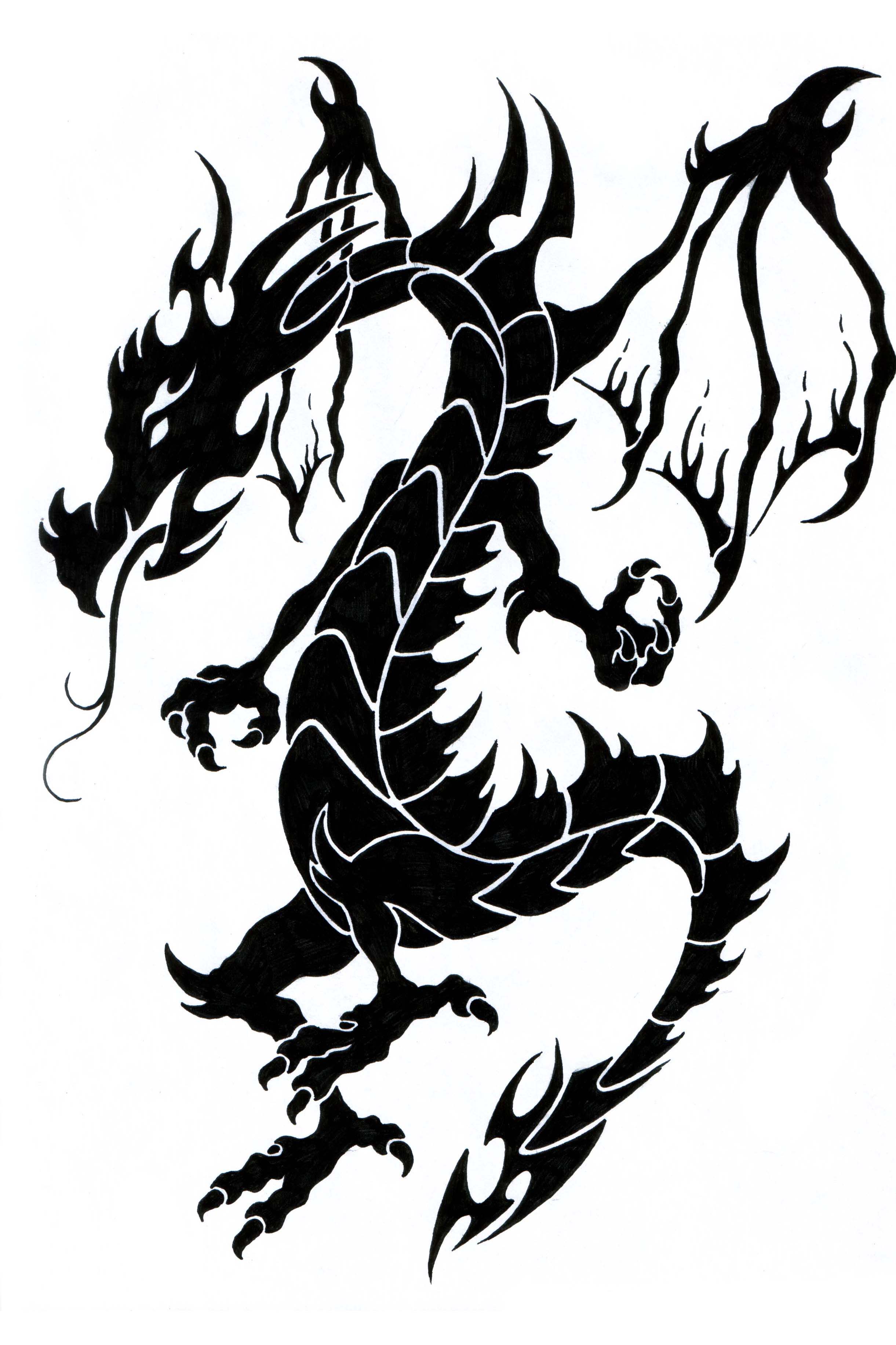 Simple Black And White Dragon