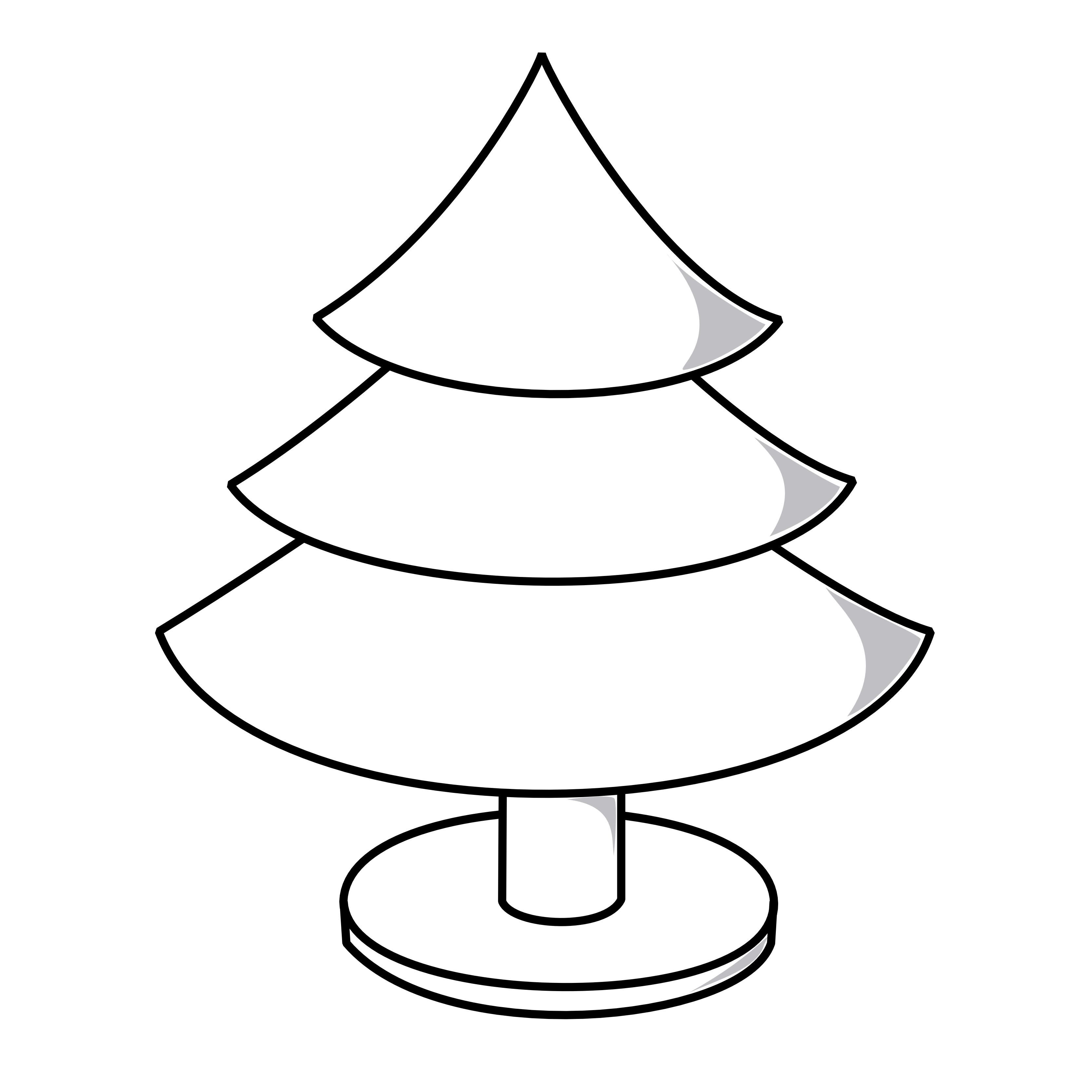 Clip Art: Christmas Tree Plain Black White Line ...