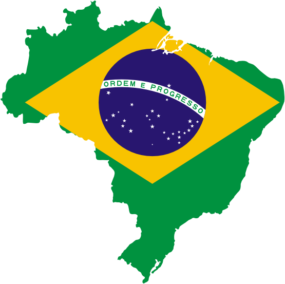 Clip Art: Map of Brazil with Flag Drapeau ...