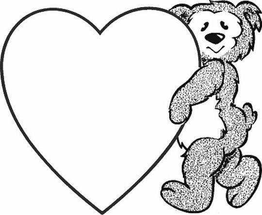 Bear With a Heart Coloring Page to Print