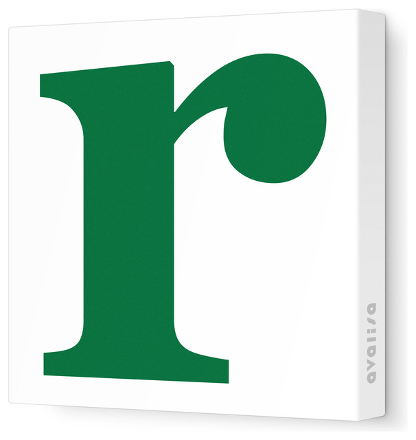 Letter - Lower Case 'r' Stretched Wall Art, 12" x 12", Dark Green ...