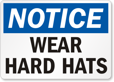 Wear Hard Hats Signs, Hard Hat Signs, SKU: S-