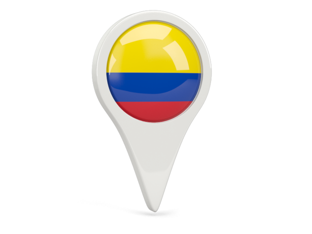 Round pin icon. Illustration of flag of Colombia