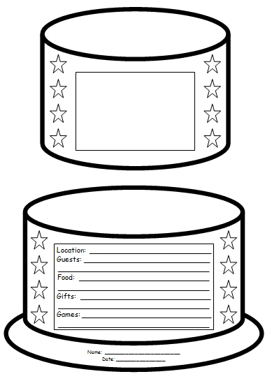 Birthday Cake Book Report Project: templates, printable worksheets ...