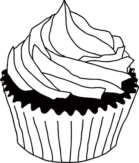 free black and white cupcake clipart - photo #13