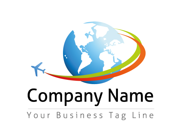 29. Free Logo Download – Blue Globe Logo with Aeroplane | Free ...