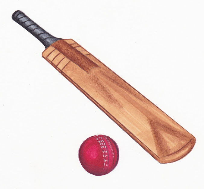 Cricket ball and bat clipart