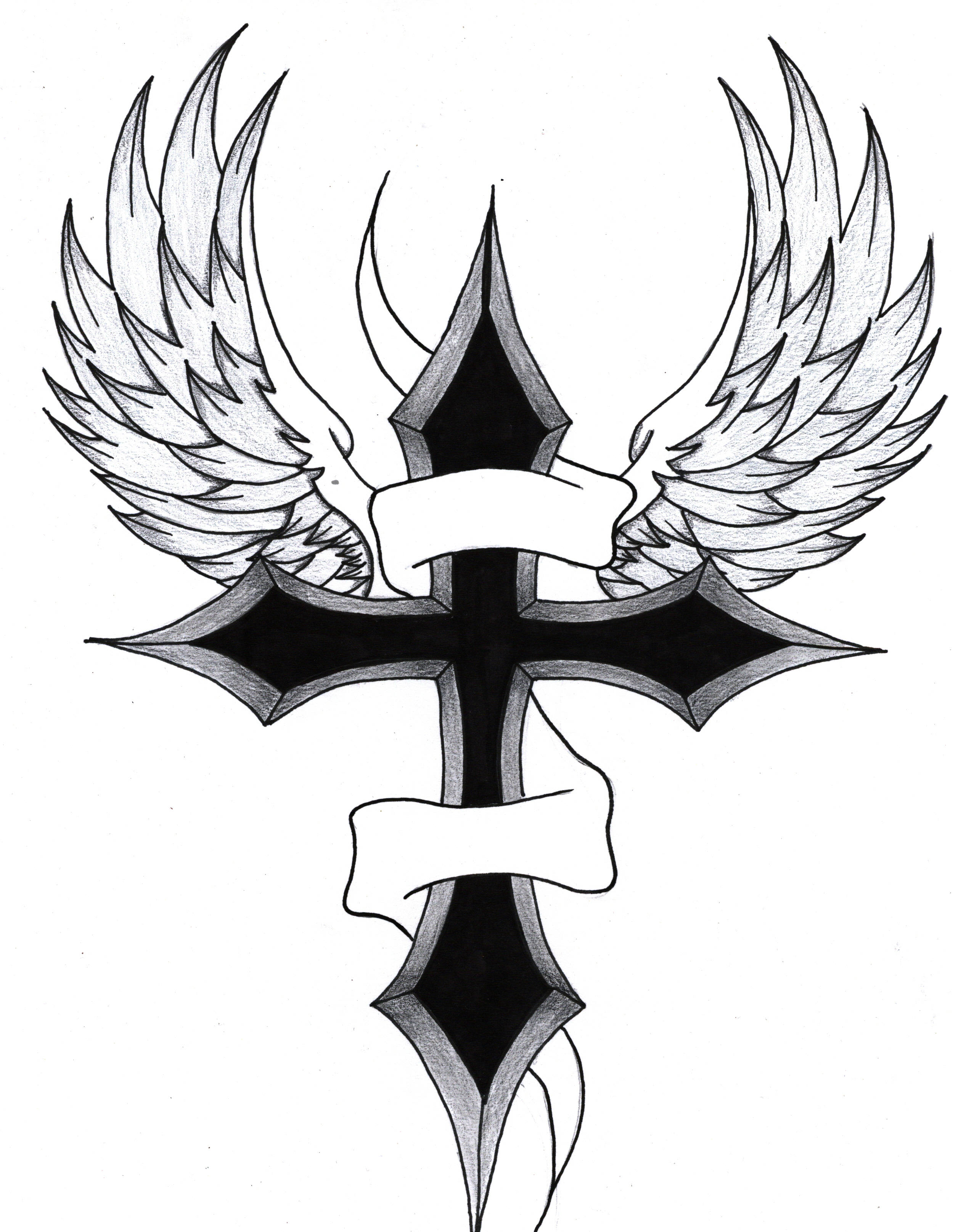 Images For > Cross With Wings Clipart