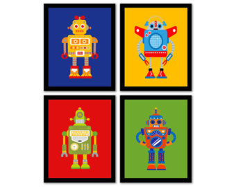robot wall art on Etsy, a global handmade and vintage marketplace.