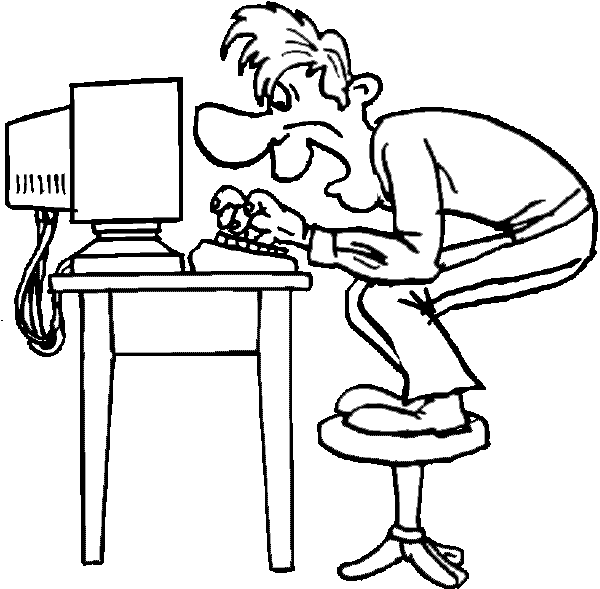 Computer coloring page: Man typing computer coloring book page ...