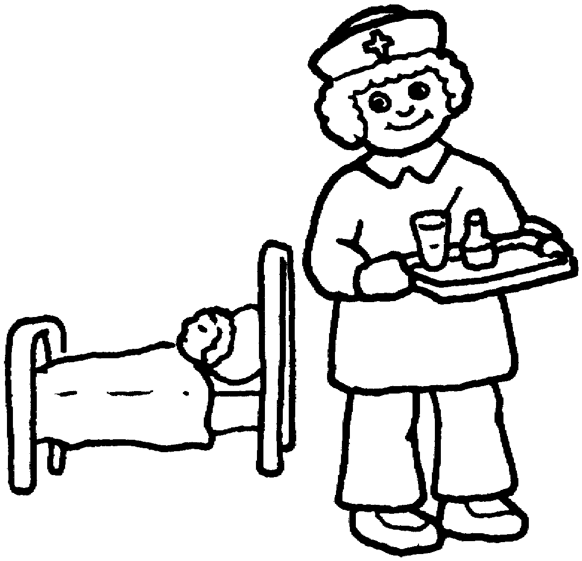 vector of a cartoon multitasking nurse coloring page outline by ...