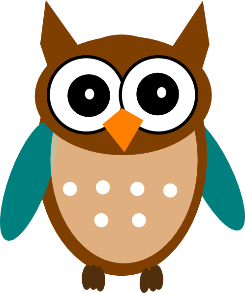 Owl Teal Brown Clip Art - vector clip art online ...