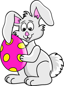 Easter Bunny Clipart Image - Bunny Holding an Easter Egg