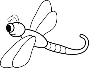 Dragonfly Clipart Image - Black and White Cartoon Dragonfly ...