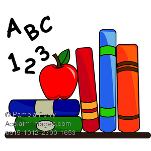 Education Clipart Image - School Books on a Shelf with ABC's and ...