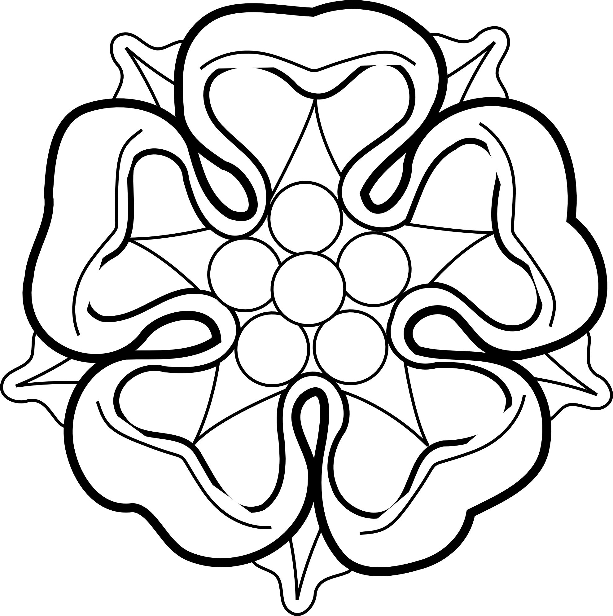 heraldic rose black white line art coloring book ...