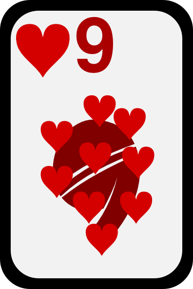 Nine Of Hearts clip art Free Vector