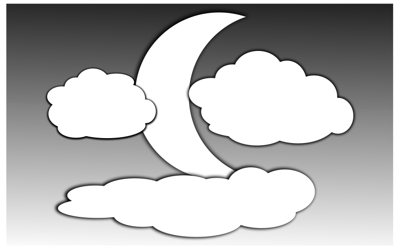 Clouds and the Moon 2 Free Vector