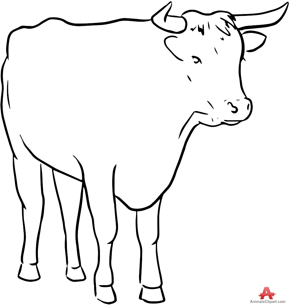 Cow with Corns Outline Clipart | Free Clipart Design Download