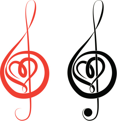 Silhouette Of A Treble Clef Bass Clef Heart Clip Art, Vector ...