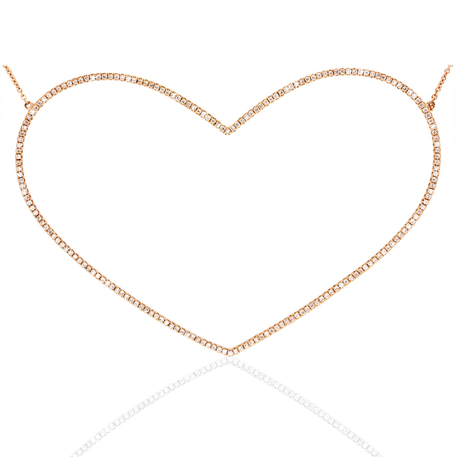 A.I.J Necklace HEART Outline 62mm in 18 ct. Rose Gold with 192 ...