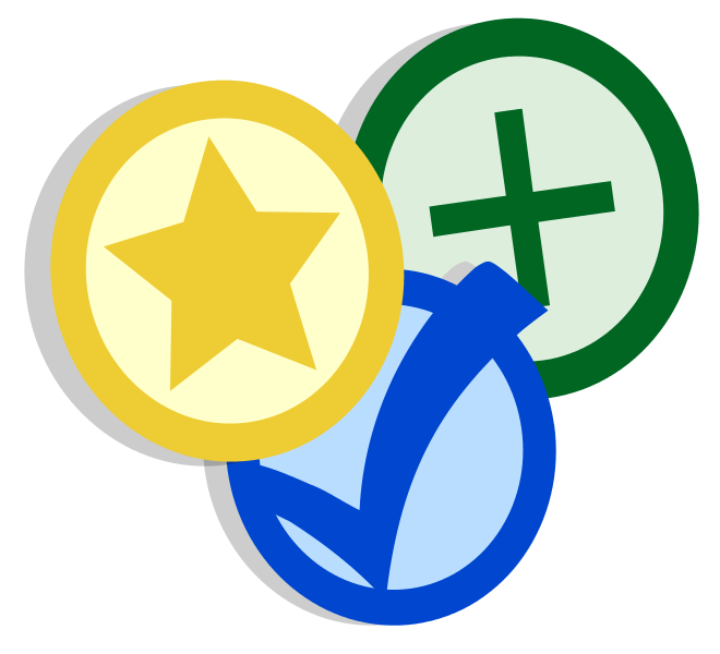 File:Yellow star, blue check, green plus.svg - Wikipedia