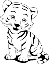 Tiger cub clipart black and white