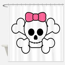 Girly Skull Shower Curtains | Girly Skull Fabric Shower Curtain Liner