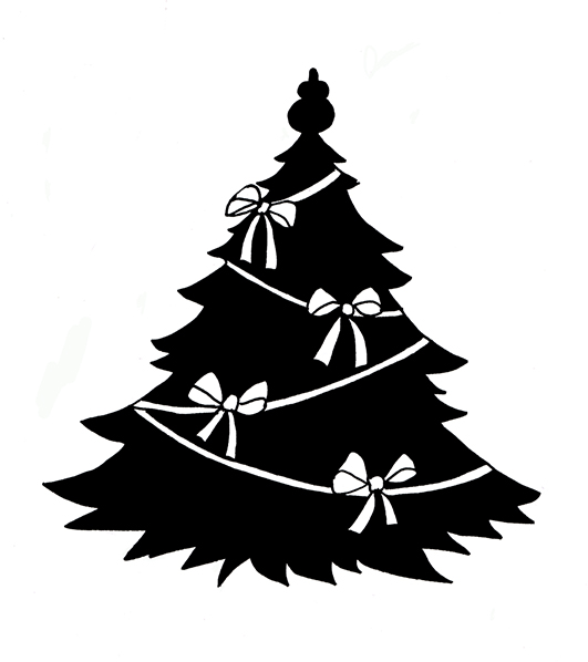 free clip art christmas tree black and white - photo #38