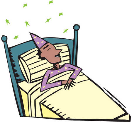 Stock Illustration - An illustration of a man fast asleep in his bed