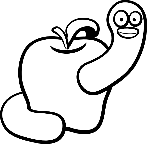 Lineart-apple-worm clip art - vector clip art online, royalty free ...