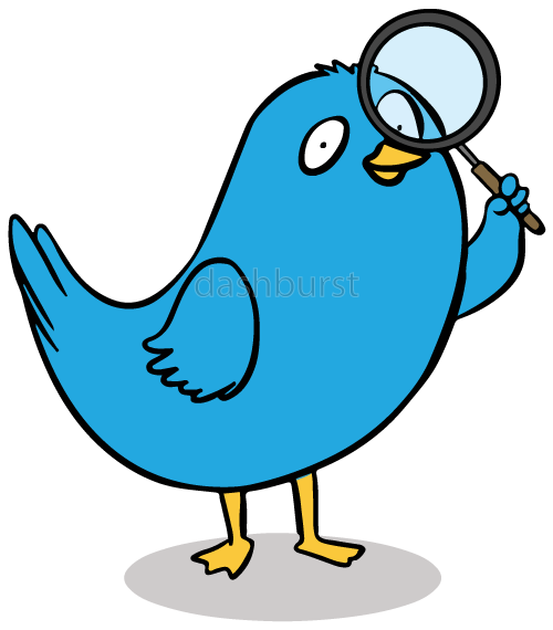 Blue Bird with Magnifying Glass