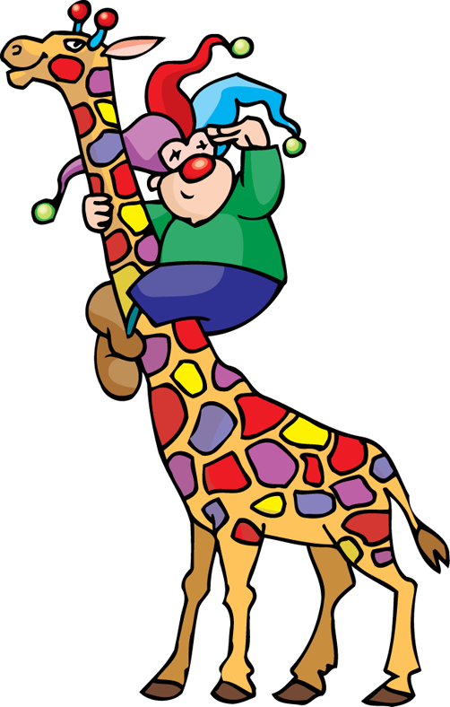 Clown Riding A Giraffe