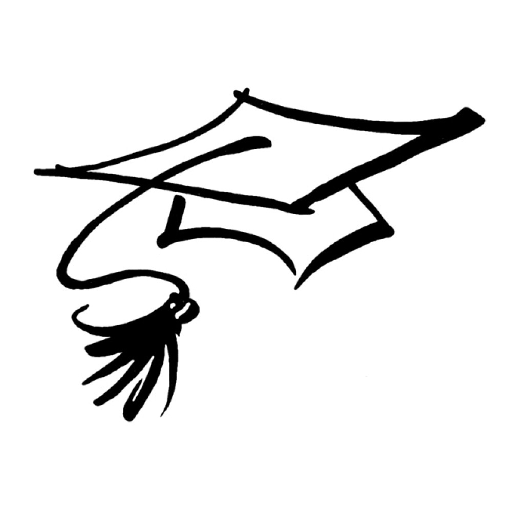 graduation hat clipart black and white - photo #29