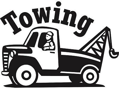 A tow truck with Towing written above - Royalty Free Images ...