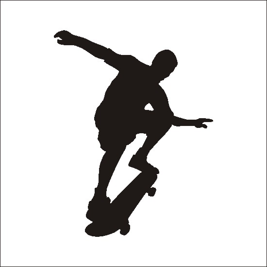 Skateboard clipart black and white free clipart - Clipartix