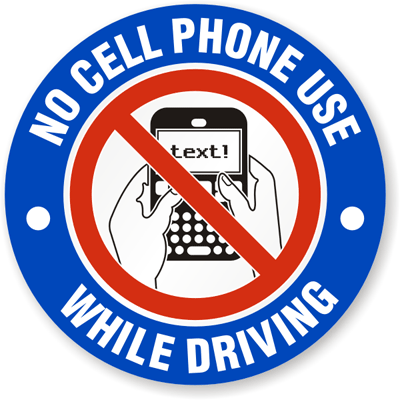 No Cellphone Use, While Driving Label - No Cellphone Label, SKU: LB-
