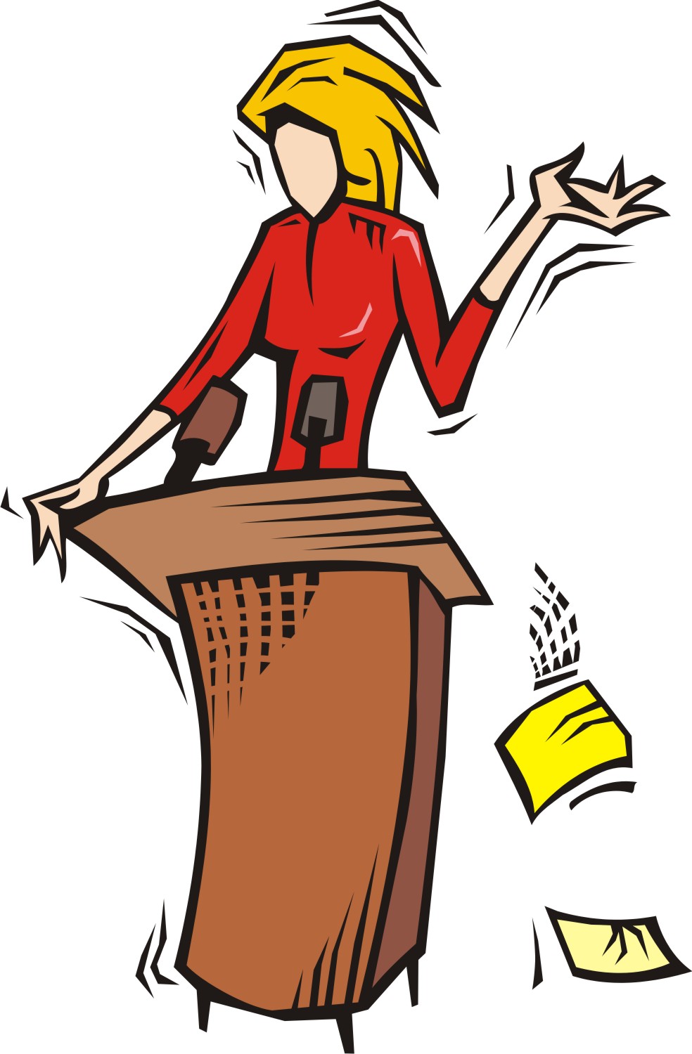 Woman public speaking clipart