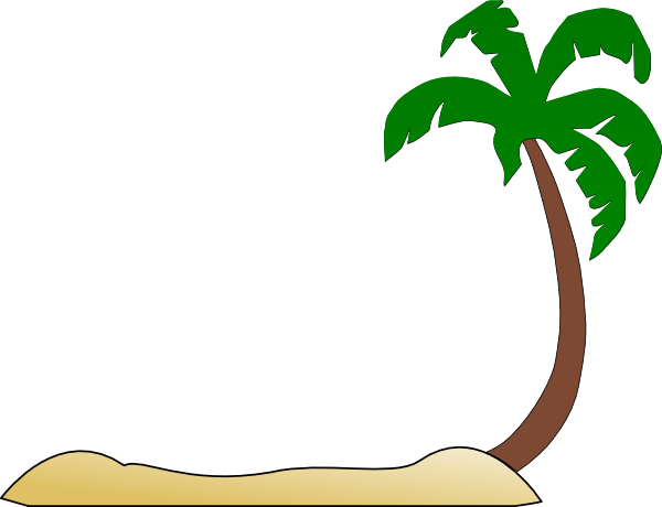 Palm tree beach scene clipart