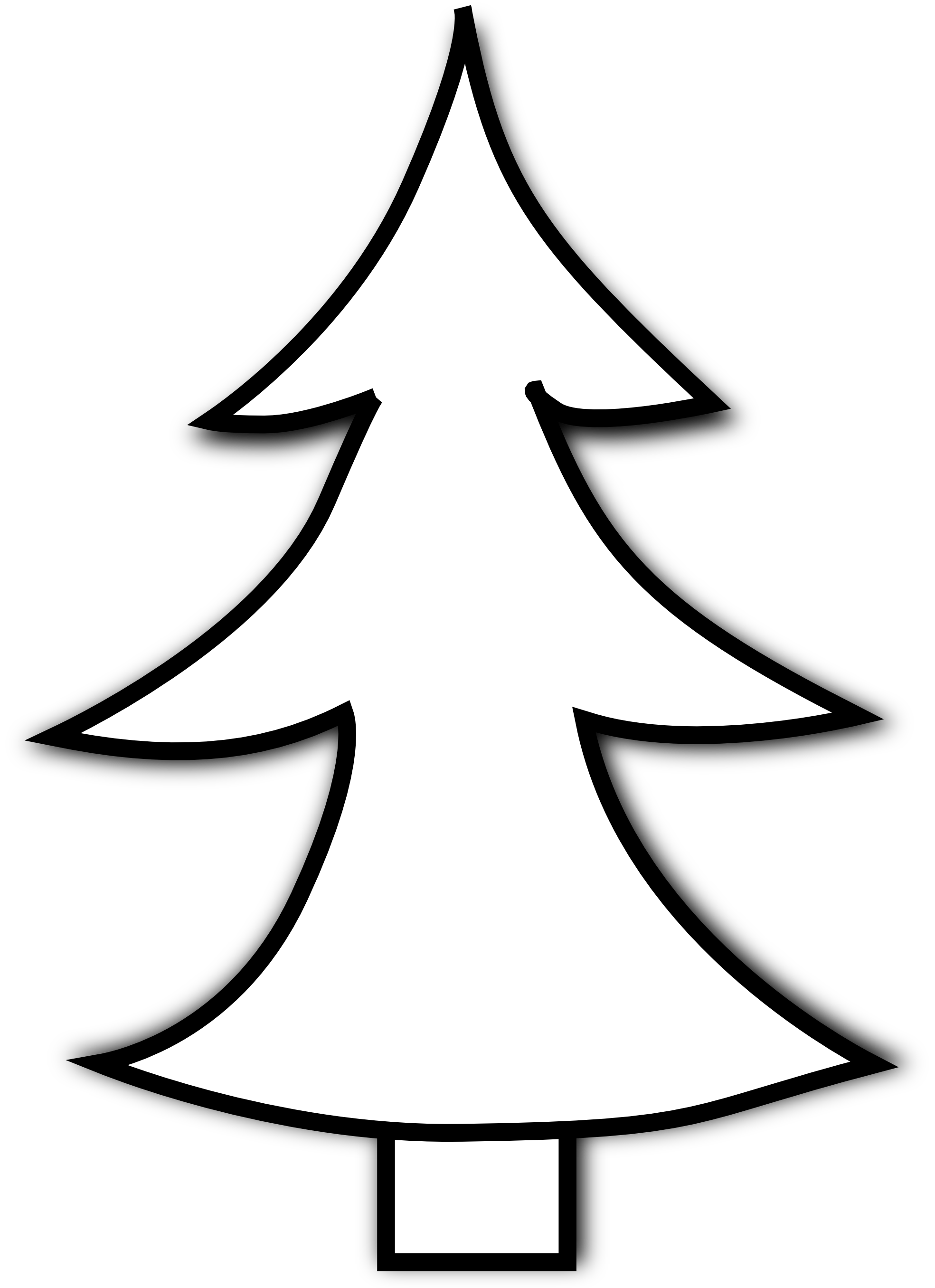 Christmas tree clip art free black and white