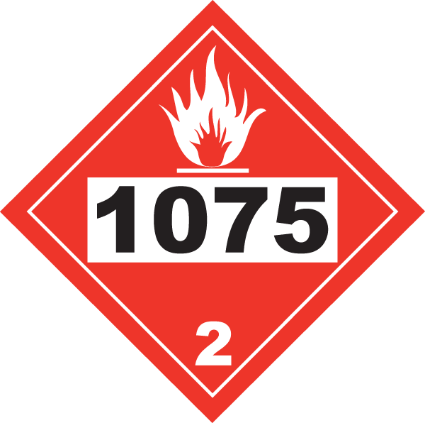 UN # 1075 Flammable Gas Class 2 Placard K5701 - by SafetySign.com